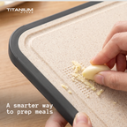 Grating garlic on the built-in grater of the wheat straw side