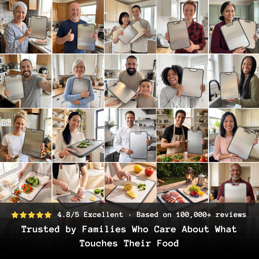 Families holding Titanium Wares titanium cutting boards