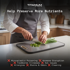 Chef chopping green onions on the titanium cutting board