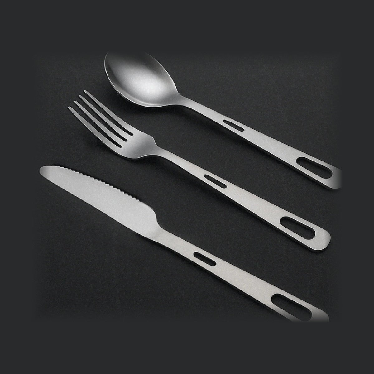 Titanium Wares titanium cutlery set: fork, spoon and knife