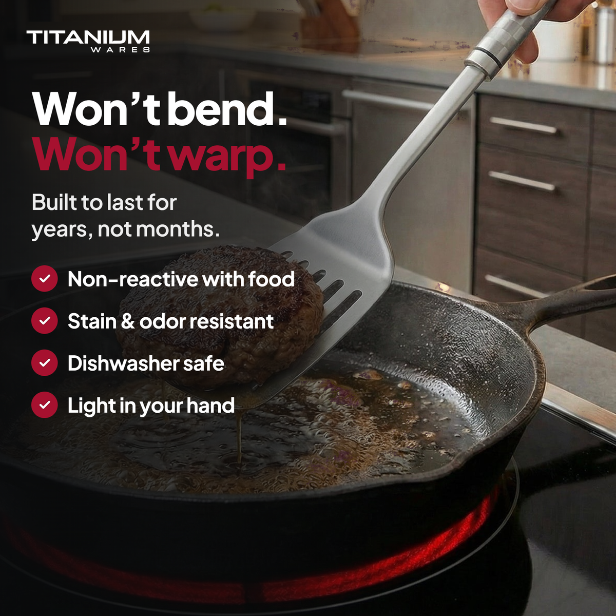 Won’t bend. Won’t warp – Titanium Wares titanium cooking utensils
