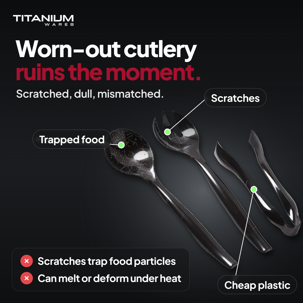 Worn-out cutlery ruins the moment: the everyday problem the Titanium Wares titanium cutlery set solves