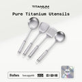 Titanium Wares pure titanium utensils: skimmer, wok turner, slotted spatula and ladle